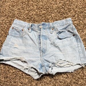 Levi's Light Blue Ripped Jean Shorts